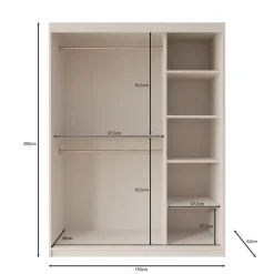 Meubella - Kledingkast Bodhi - Eiken - 150 cm - Met spiegel