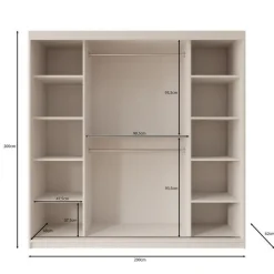 Meubella - Kledingkast Bodhi - Wit - 200 cm - Met spiegel