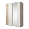 Meubella - Kledingkast Boets - Wit - Eiken - 150 cm - Met spiegel