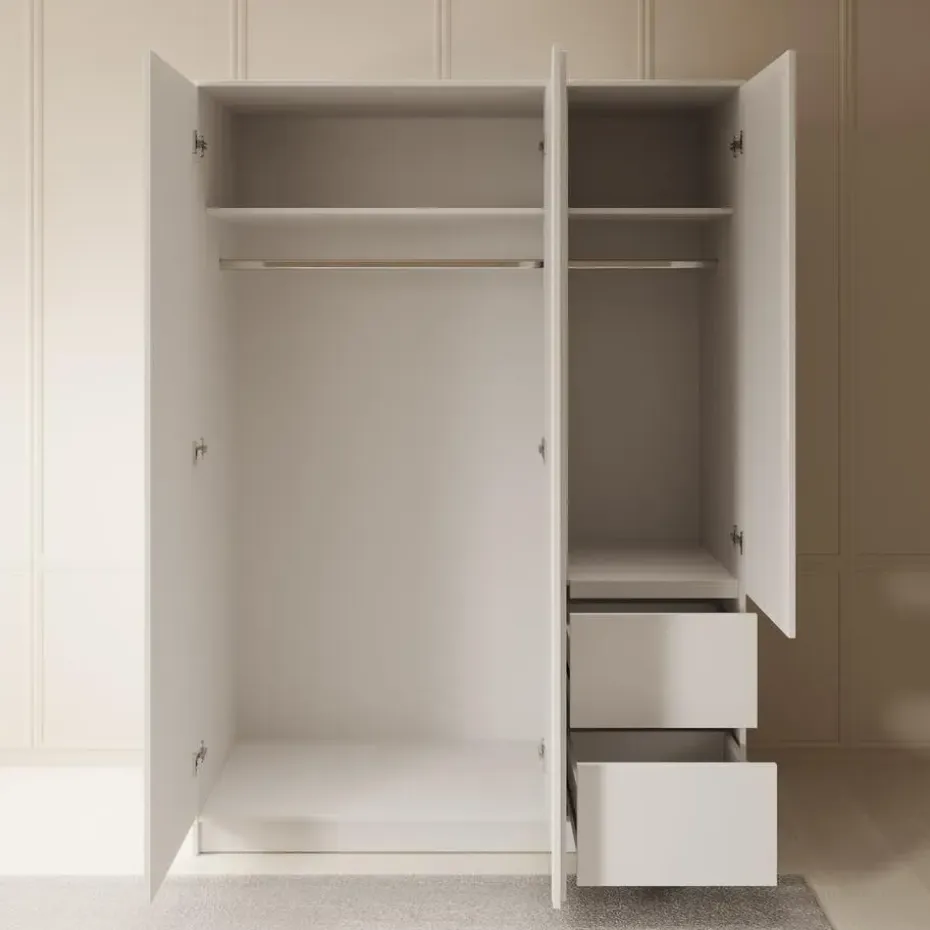 Meubella - Kledingkast Brett - Wit - 147 cm
