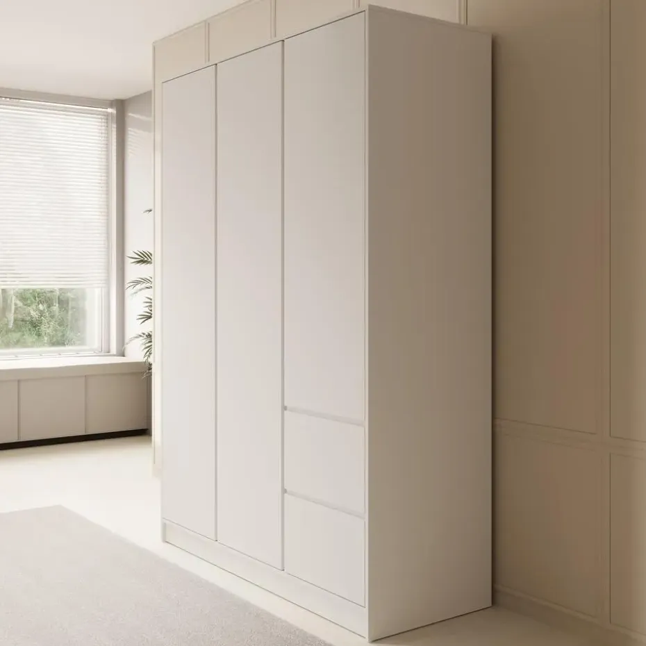 Meubella - Kledingkast Brett - Wit - 147 cm