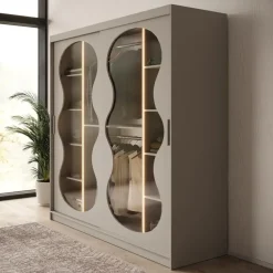 Meubella - Kledingkast Bunaro - Beige - 200 cm