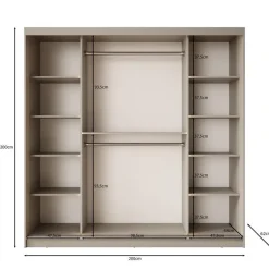 Meubella - Kledingkast Bunaro - Beige - 200 cm