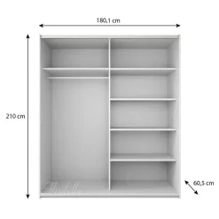 Meubella - Kledingkast Colorado - Wit - 180 cm - Met spiegel