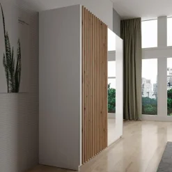 Meubella - Kledingkast Deliryon - Wit - 200 cm - Met spiegel
