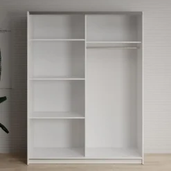 Meubella - Kledingkast Deliryon - Wit - 150 cm - Met spiegel