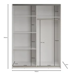 Meubella - Kledingkast Deliryon - Zwart - 150 cm - Met spiegel