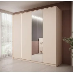 Meubella - Kledingkast Desert - Beige - 220 cm - Met spiegel