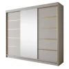 Meubella - Kledingkast Eagle - Beige - 250 cm - Met spiegel