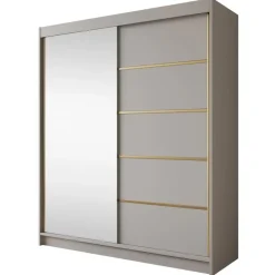 Meubella - Kledingkast Eagle - Beige - 180 cm - Met spiegel