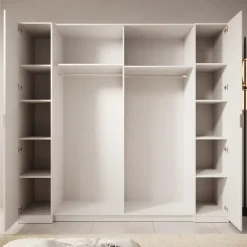 Meubella - Kledingkast Franklin - Wit - 220 cm - Met spiegel