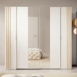 Meubella - Kledingkast Franklin - Wit - 220 cm - Met spiegel