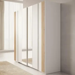 Meubella - Kledingkast Franklin - Wit - 220 cm - Met spiegel