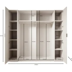 Meubella - Kledingkast Franklin - Wit - 220 cm - Met spiegel