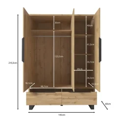 Meubella - Kledingkast Harlow - Eiken - 145 cm