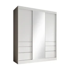 Meubella - Kledingkast Henry - Wit - 180 cm - Met spiegel