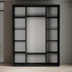Meubella - Kledingkast Leandro - Zwart - 180 cm