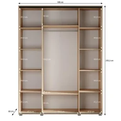 Meubella - Kledingkast Leandro - Zwart - 180 cm
