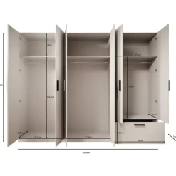 Meubella - Kledingkast Lillian - Wit - 270 cm
