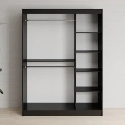 Meubella - Kledingkast Lisbon - Zwart - 150 cm
