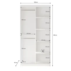 Meubella - Kledingkast Luxor - Zwart - Eiken - 100 cm