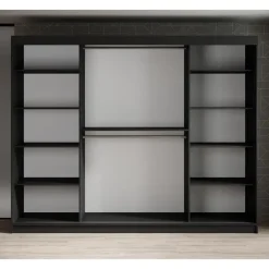Meubella - Kledingkast Malavi 2 - Zwart - 250 cm - Met spiegel