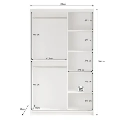 Meubella - Kledingkast Mandalin - Zwart - 120 cm - Met spiegel