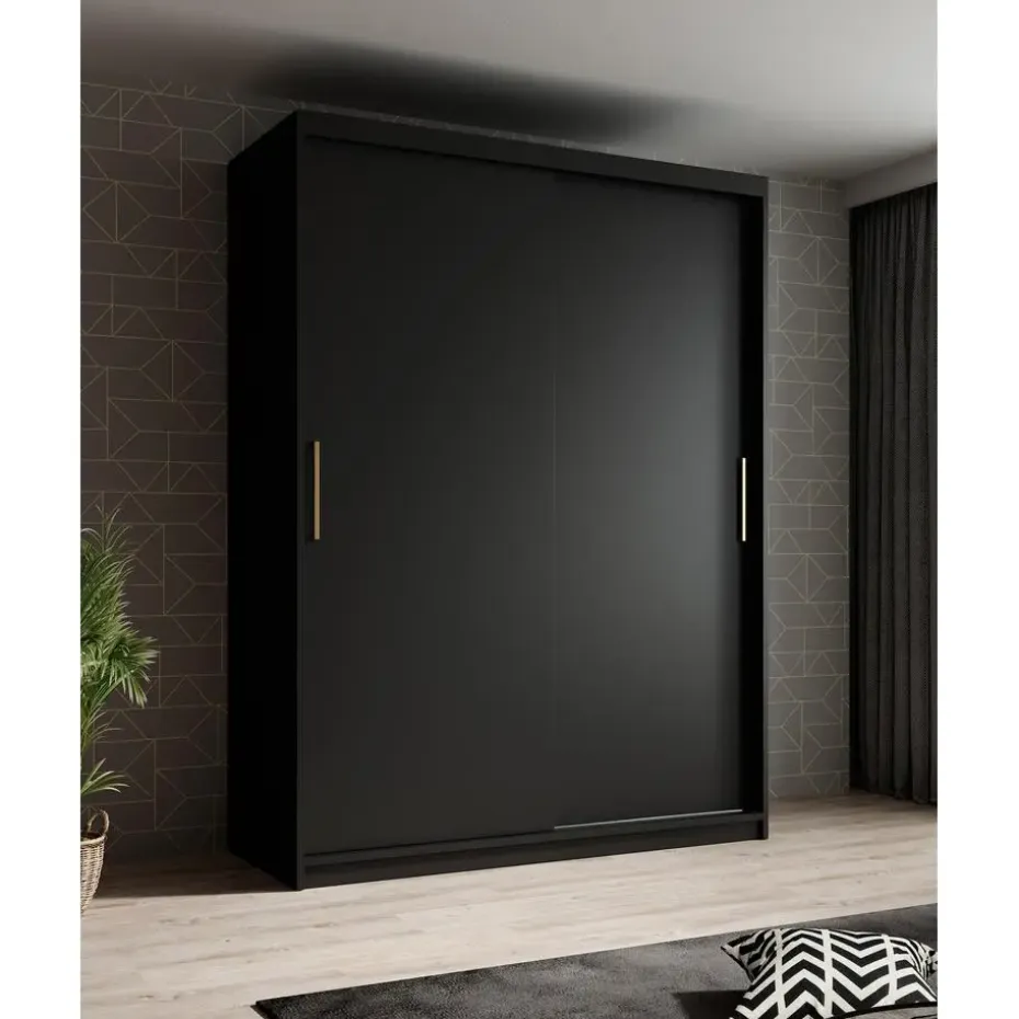 Meubella - Kledingkast Mandalin - Zwart - 150 cm