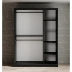Meubella - Kledingkast Mandalin - Zwart - 150 cm