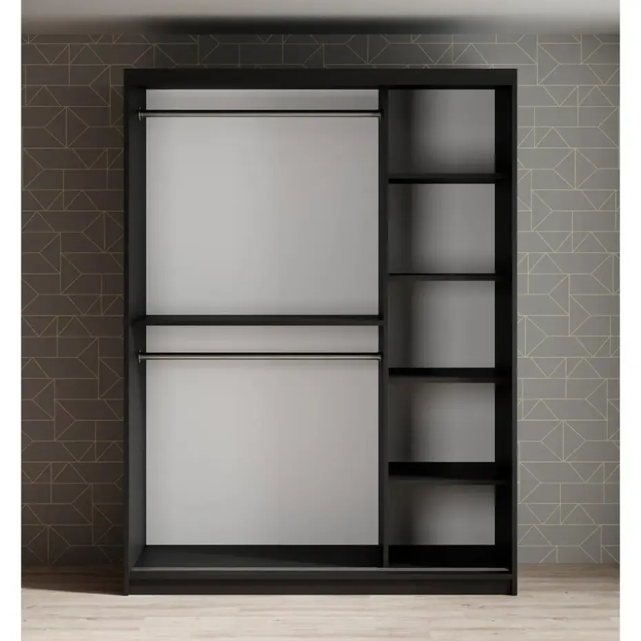 Meubella - Kledingkast Mandalin - Zwart - 150 cm