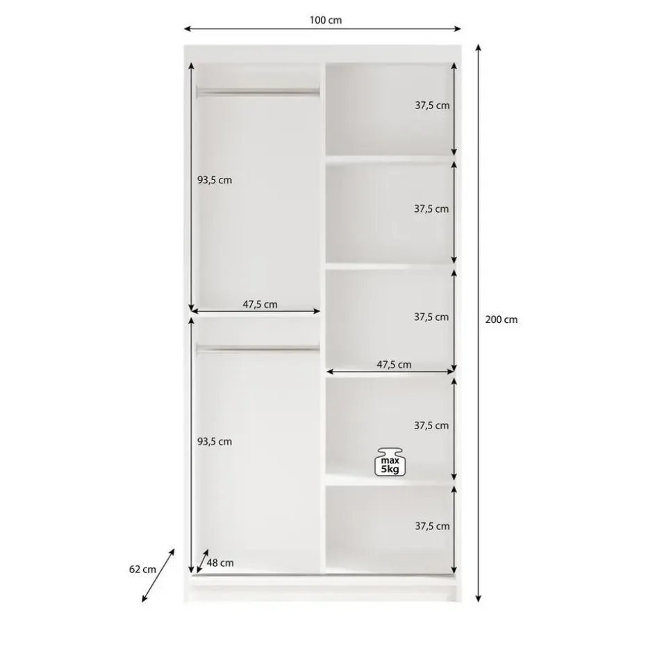 Meubella - Kledingkast Mandalin - Zwart - 100 cm