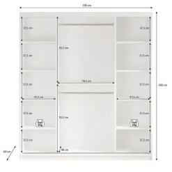 Meubella - Kledingkast Mandalin - Zwart - 180 cm - Met spiegel