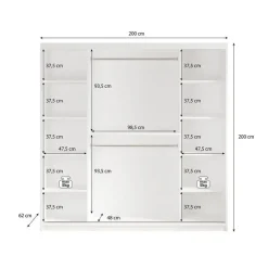 Meubella - Kledingkast Mandalin - Zwart - 200 cm