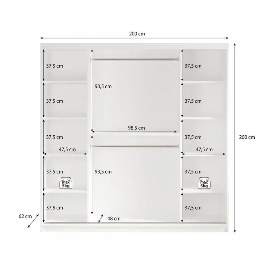 Meubella - Kledingkast Mandalin - Zwart - 200 cm