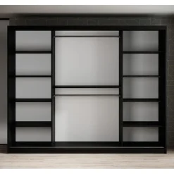 Meubella - Kledingkast Marmer 2 - Zwart - 250 cm - Met spiegel