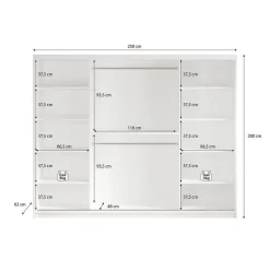 Meubella - Kledingkast Marmer 2 - Zwart - 250 cm - Met spiegel