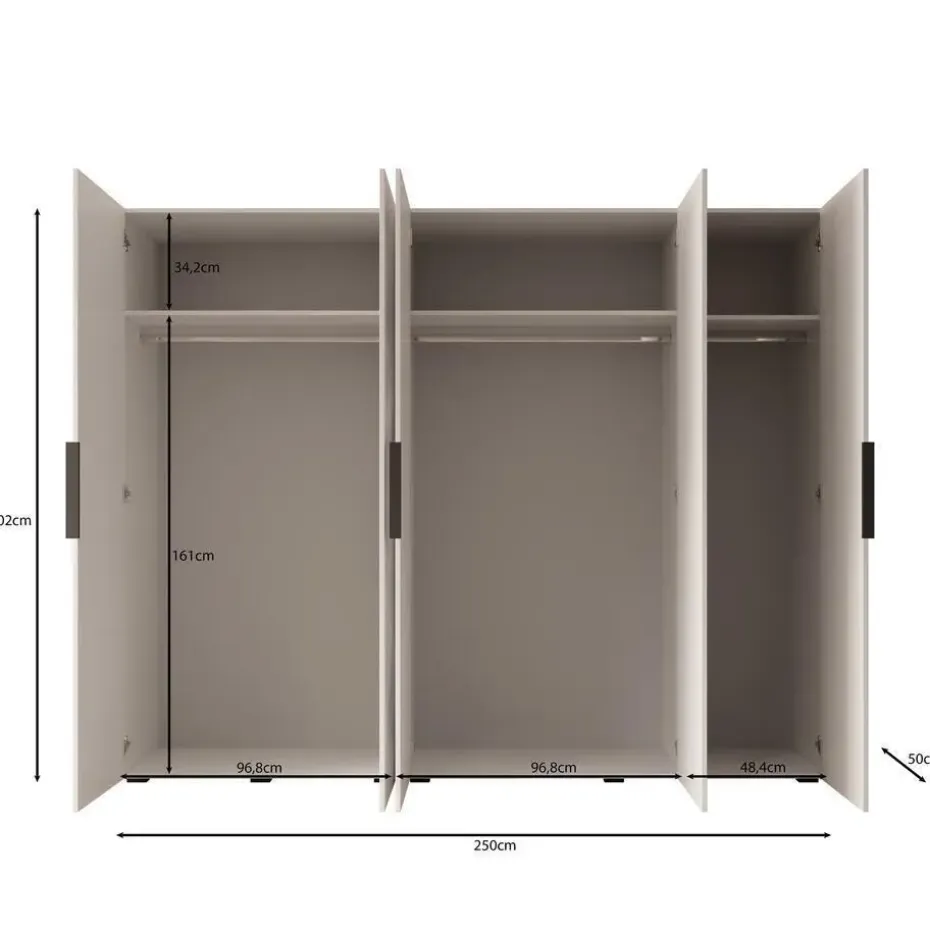 Meubella - Kledingkast Marquesa - Zwart - 250 cm