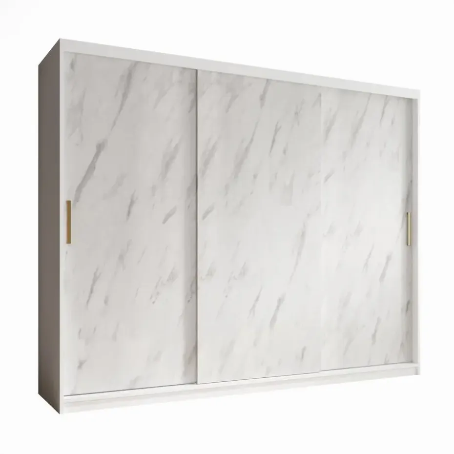 Meubella - Kledingkast Marmer - Wit - 250 cm