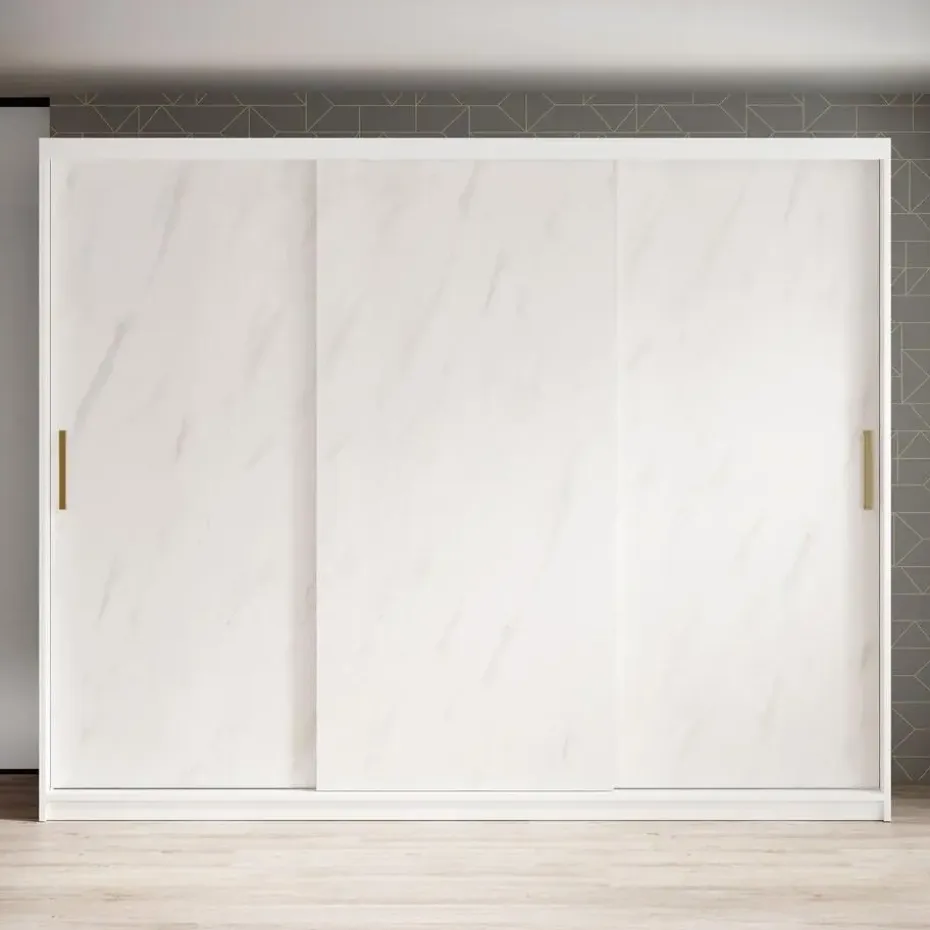 Meubella - Kledingkast Marmer - Wit - 250 cm