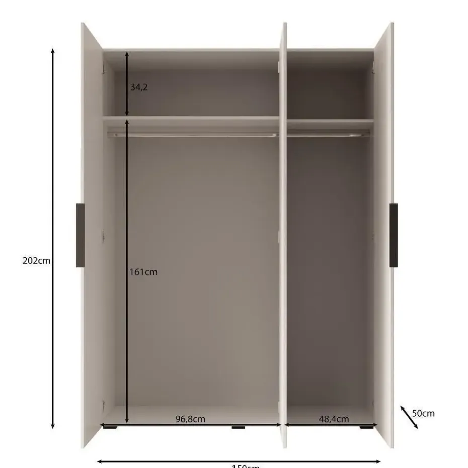 Meubella - Kledingkast Marquesa - Beige - 150 cm