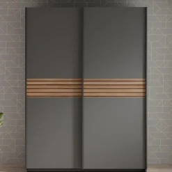 Meubella - Kledingkast Mendoza - Antraciet - 150 cm