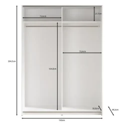 Meubella - Kledingkast Mendoza - Antraciet - 150 cm