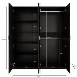 Meubella - Kledingkast Monor - Zwart eiken - 180 cm