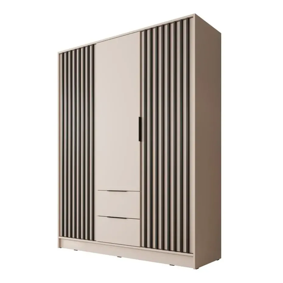 Meubella - Kledingkast Nairobi - Beige - Zwart - 155 cm