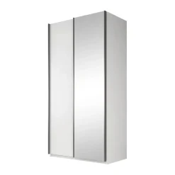 Meubella - Kledingkast Rocky - Wit - 100 cm - Met spiegel