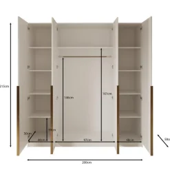 Meubella - Kledingkast Sabre - Beige - 200 cm - Met spiegel