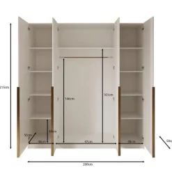 Meubella - Kledingkast Sabre - Eiken - 200 cm