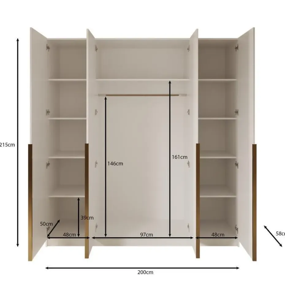 Meubella - Kledingkast Sabre - Eiken - 200 cm