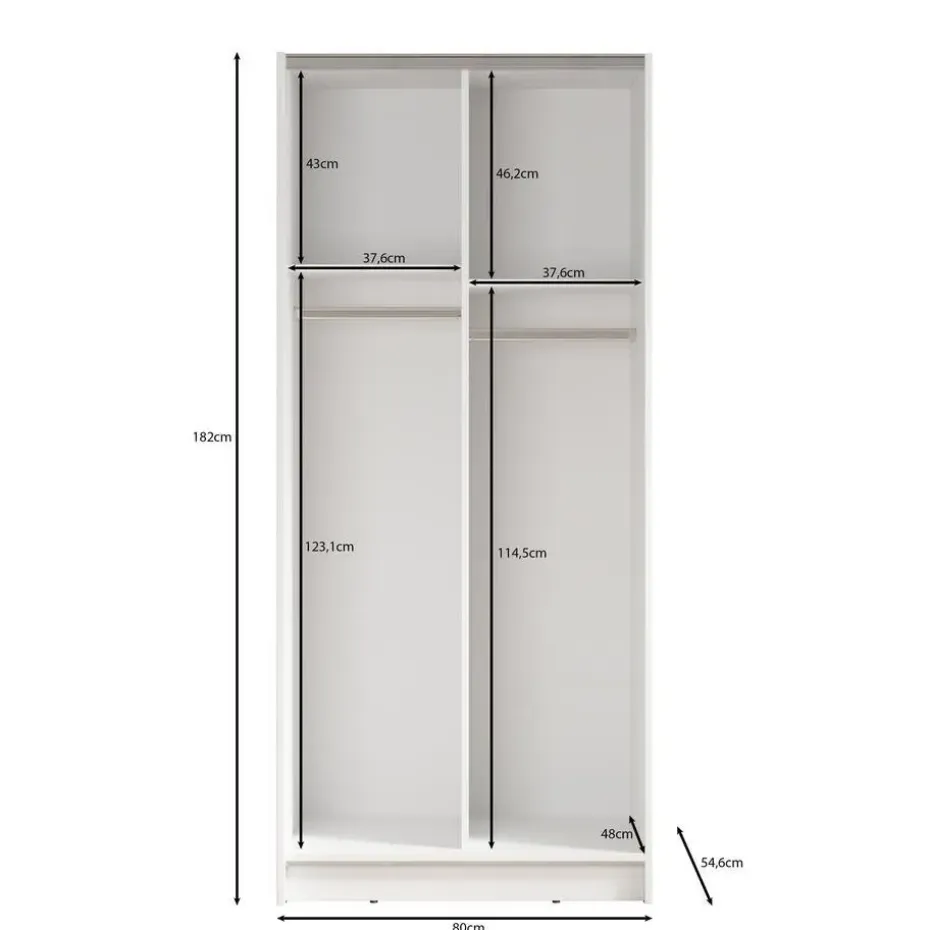 Meubella - Kledingkast Salta - Zwart - 80 cm - Met spiegel