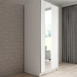 Meubella - Kledingkast Salta - Wit - 80 cm - Met spiegel
